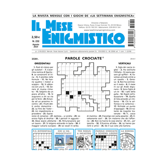 Picture of IL MESE ENIGMISTICO N.232 AGOSTO 2023 (solo in Italia)
